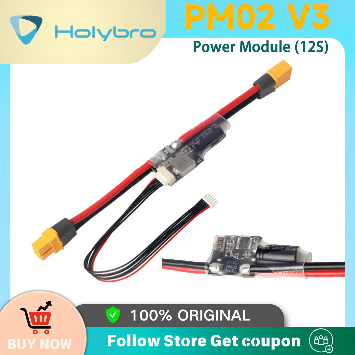 Drone Kit Hexacopter - โมดูลจ่ายไฟ Holybro PM02D 2S-12S PX4 Ardupilot